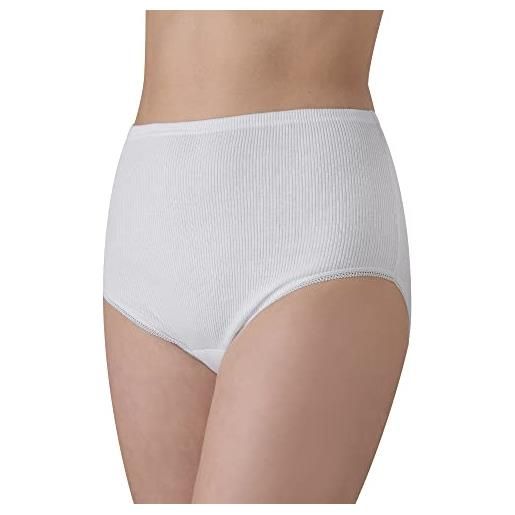Felis confezione da 6 culotte donna classica a vita alta cotone costina con pizzo, mutande donna bianche, traspiranti e comode, persone anziane, sgambate, taglie forti