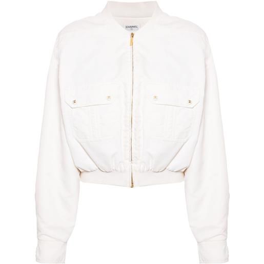CHANEL Pre-Owned - bomber con bottoni cc 1997 - donna - poliuretano/seta/acrilico - 40 - bianco