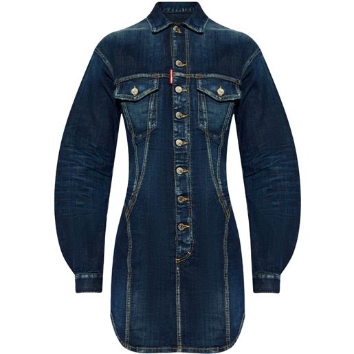 DSQUARED2 abito corto denim con applicazione - blu