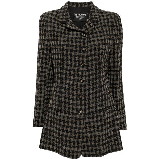 CHANEL Pre-Owned - giacca a quadri anni '90-2000 - donna - lana/acrilico/nylon/seta - taglia unica - nero