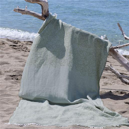 Ferò foutà telo mare marea misto lino e cotone con frange 105x196cm