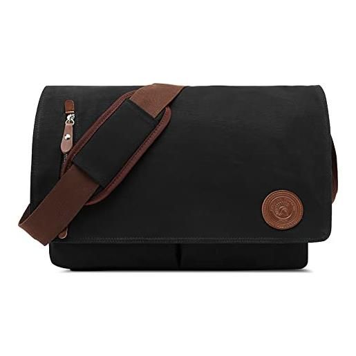 DORRISO uomo borsa a tracolla moda tela borse messenger viaggio messenger bag per laptop da 15,6 pollici borse causale campeggio lavoro comodo durevole uomo borsa a tracoll marrone