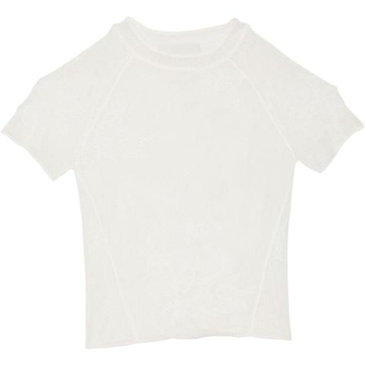 Fleur Du Mal t-shirt in pizzo con maglia pointelle - bianco