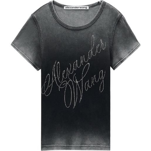 Alexander Wang t-shirt hotfix cursive con logo - grigio