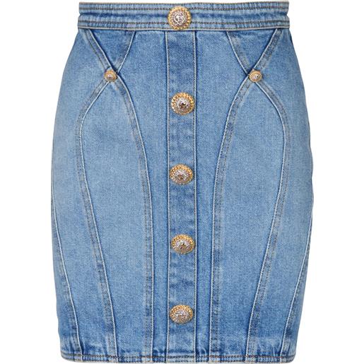 Balmain minigonna denim con bottoni - blu