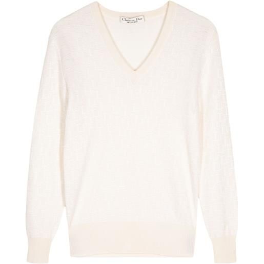 Christian Dior Pre-Owned - maglione con scollo a v anni '90-2000 - donna - lana/acrilico - taglia unica - toni neutri