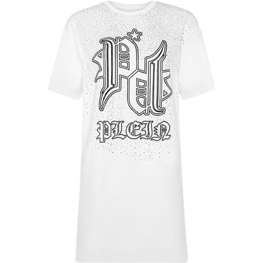 Philipp Plein abito modello t-shirt con strass - bianco