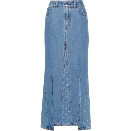Marine Serre gonna lunga con stampa crescent-moon - blu