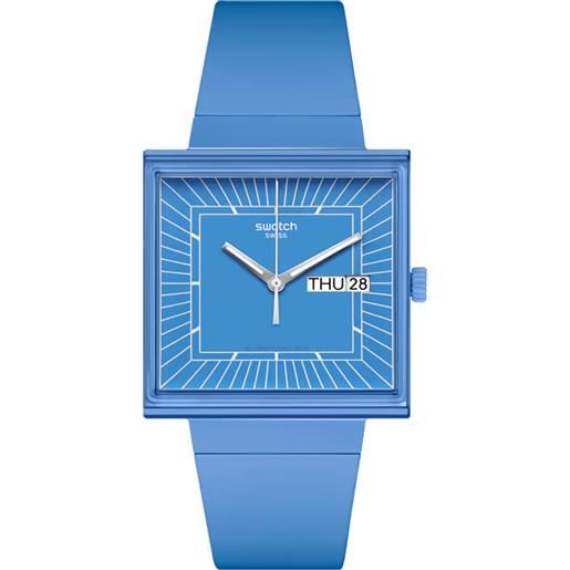 Swatch what if. . . Sky?/ bioceramic / orologio quadrato unisex / quadrante blu / cassa plastica / cinturino plastica - so34s700