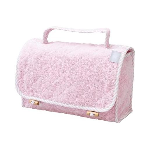 Filet - beauty case da viaggio in spugna di cotone con interno impermeabile | borsa da toilette | dim 28x17x10 cm | made in italy | rosa