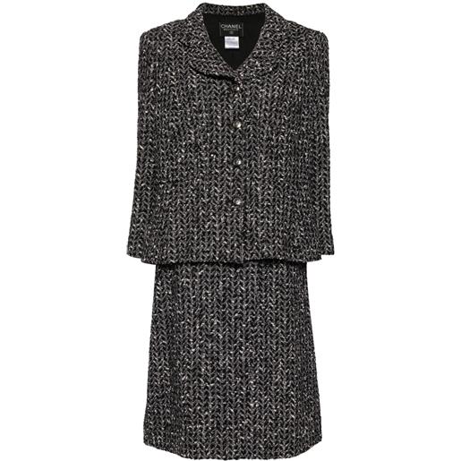 CHANEL Pre-Owned - tailleur con gonna 1997 - donna - nylon/lana/seta/spandex/elastam - 46 - nero
