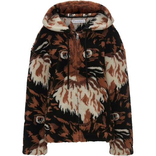 JW Anderson giacca in finta pelliccia con cappuccio - marrone