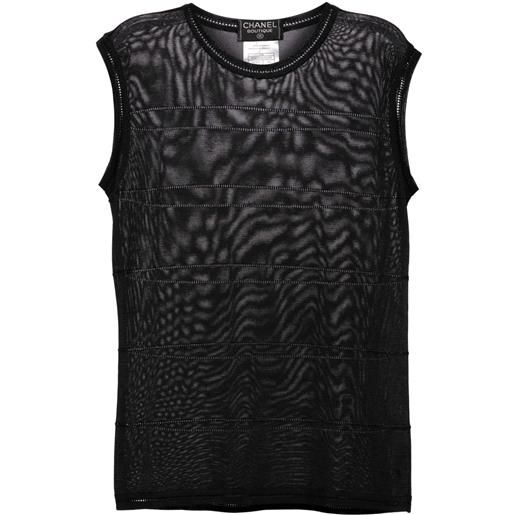 CHANEL Pre-Owned - top con dettagli a righe 1997 - donna - rayon - taglia unica - nero