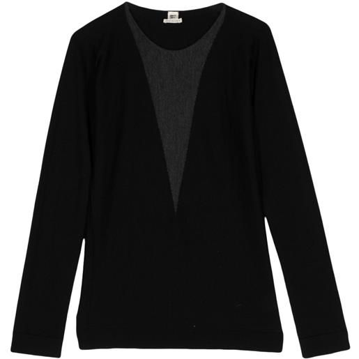 Hermès Pre-Owned - maglione bicolore - donna - cashmere - 34 - nero