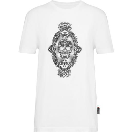 T-shirt Glitter Rivetti Strass Teschio Gotico Donna Alla Moda *7213 Wh - Foto 3