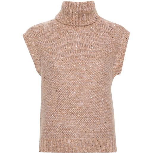 Eleventy maglione a collo alto smanicato - toni neutri