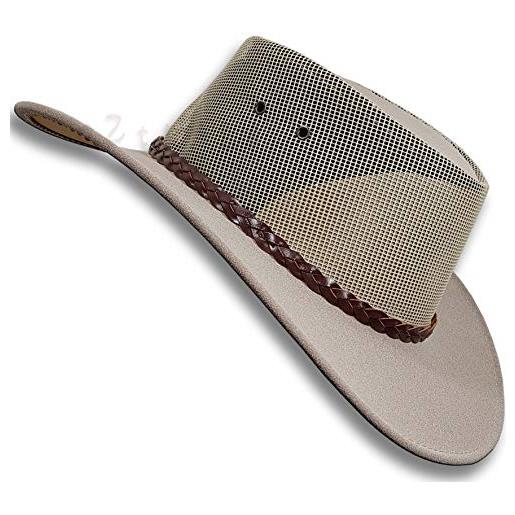 Oztrala hat australian outback p-leather feltro maglia breezer cowboy aussie jacaru golf hsrz us - beige - 7 5/8