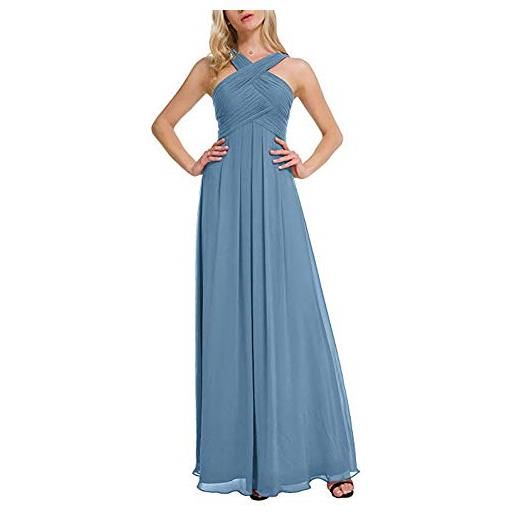 Leader of the Beauty - vestiti da sera in chiffon, per balli e damigelle d'onore, con increspature turquoise taglia 52