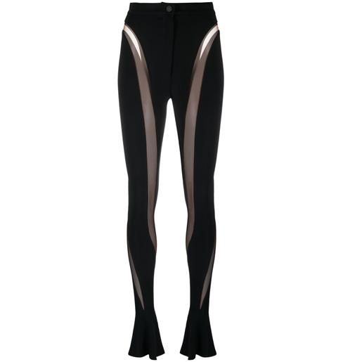 Mugler leggings con inserti semi trasparenti - nero