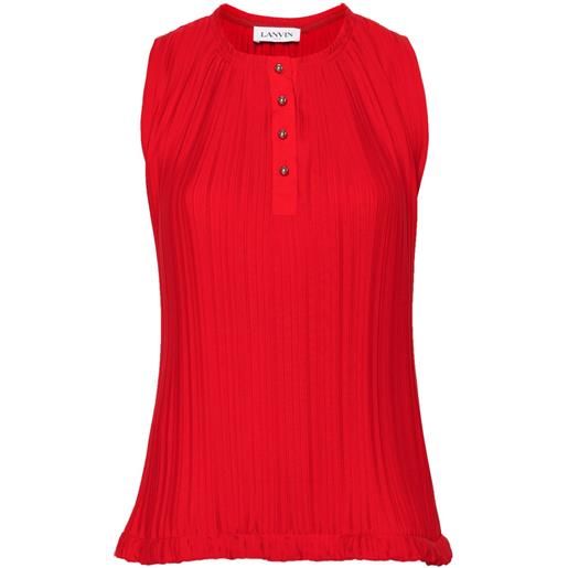 Lanvin blusa plissettata smanicata - rosso