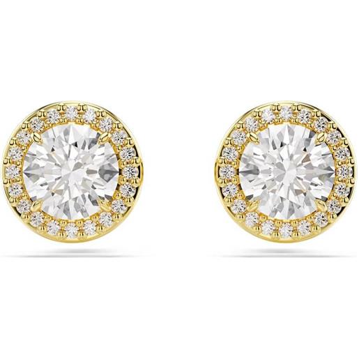 SWAROVSKI orecchini a lobo una angelic , taglio tondo, pave placcato oro giallo