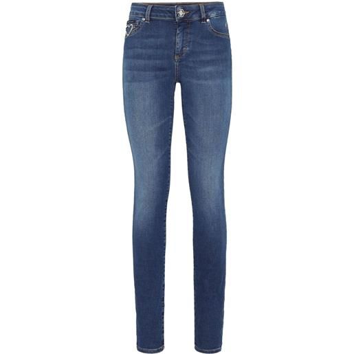 Philipp Plein jeans skinny con logo - blu