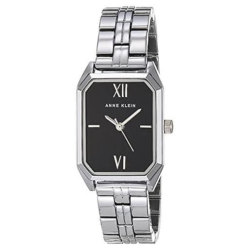 Anne klein orologio con bracciale da donna, argento/nero, ak/3775bksv, argento/nero