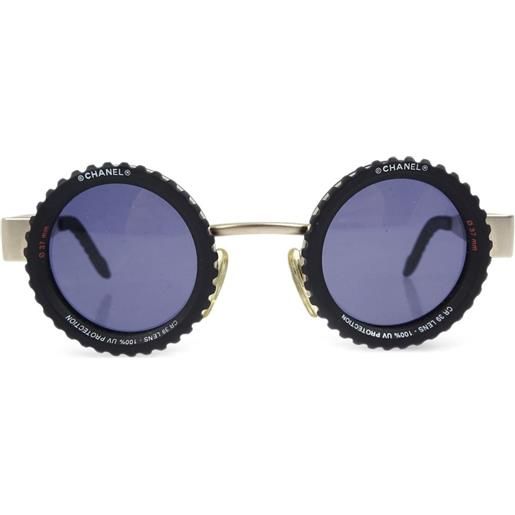 CHANEL Pre-Owned - occhiali da sole tondi anni '90-2000 - donna - acrilico/metallo - taglia unica - nero