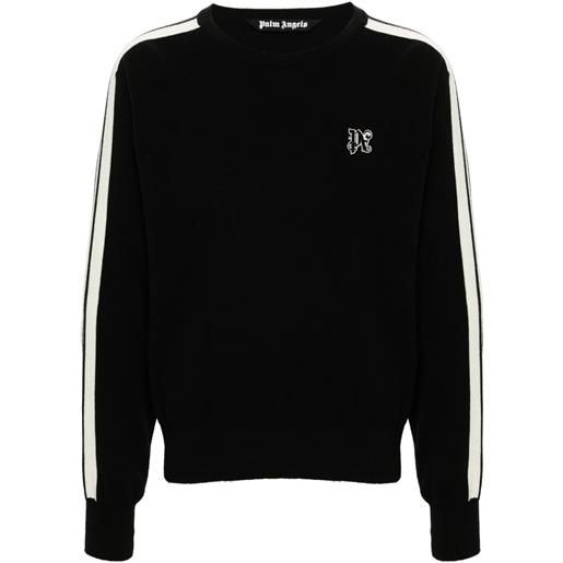 Palm Angels maglione girocollo con ricamo - nero