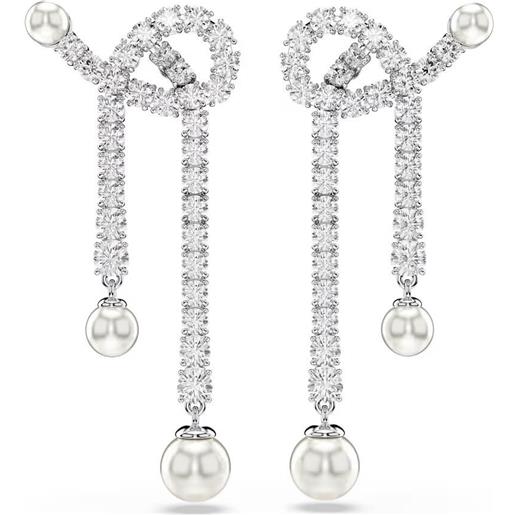 SWAROVSKI orecchini pendenti matrix bianco, crystal pearl, placcatura rodio 5692417