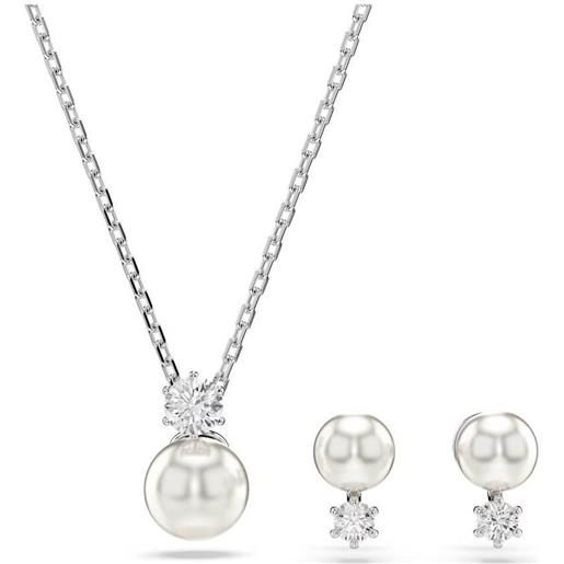 SWAROVSKI set pendente e orecchini matrix bianco, placcatura rodio 5689624