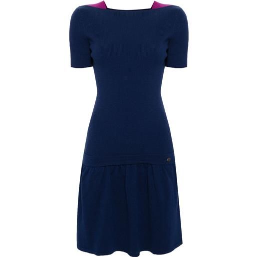 CHANEL Pre-Owned - abito a coste anni 2000 - donna - cashmere/lana - taglia unica - blu