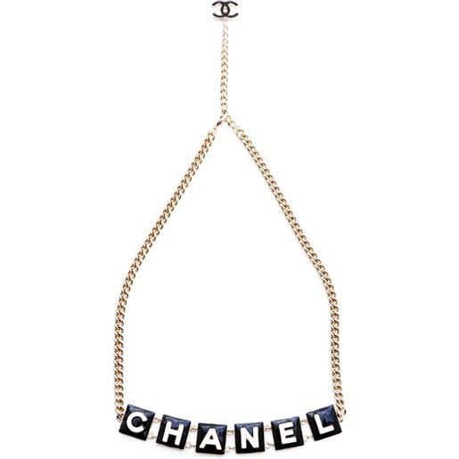 CHANEL Pre-Owned - cintura a catena con ciondolo logo 2022 - donna - smalto/placcatura in oro - taglia unica