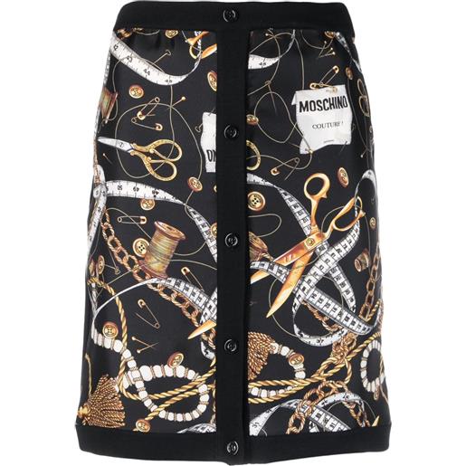 Moschino minigonna a vita alta con stampa - nero