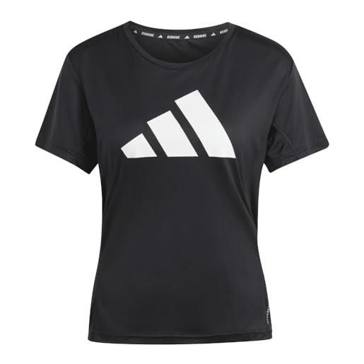 adidas donna run it stripes tee, black, xs