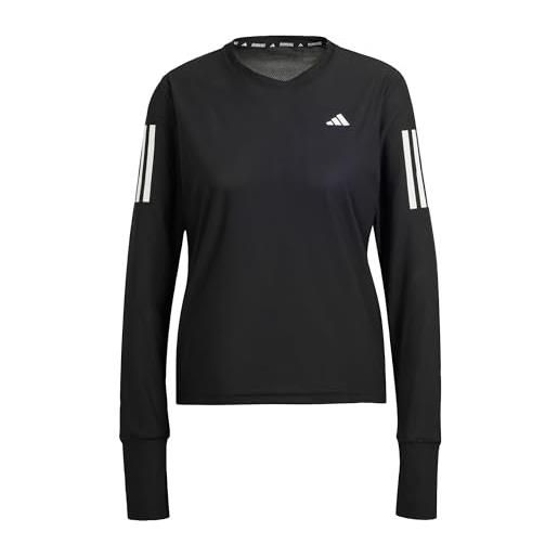 adidas donna own the run long cuff sleeve tee, black, xs