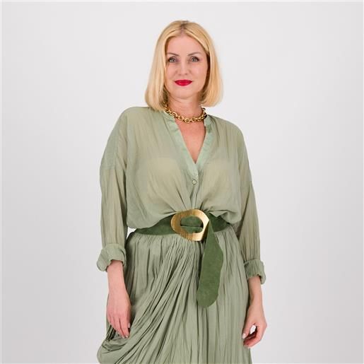 Colour lab camicia ampia in mussola con collo alla coreana