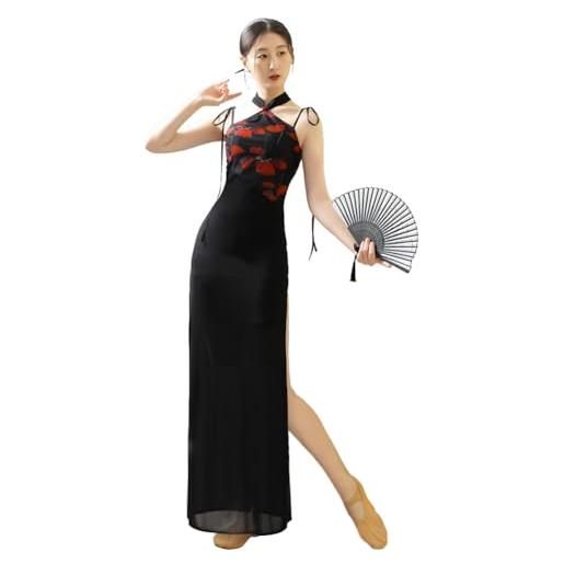 ROYAL SMEELA abito qipao lungo donna, cheongsam senza maniche, vestito cinese tradizionale
