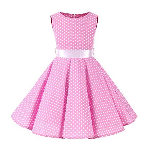 ReliBeauty Vestito Anni '50 Bambina 3 a 12 anni con Accessori, 3-4anni, 100