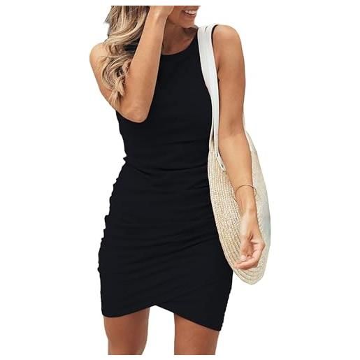 Cuptacc abito estivo aderente, da cocktail, girocollo, da sera, da donna, fiori bli, xl