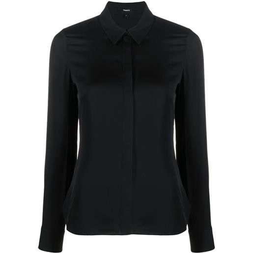 Theory camicia con abbottonatura nascosta - nero