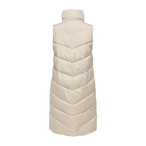 Jdy finno new noos-giacca a vita lunga imbottita gilet, moonbeam/dettaglio: cerniera dorata chiara, xs donna