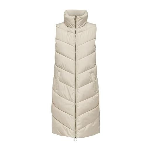 Jdy JDYfinno long padded waistcoat new noos, moonbeam/detail: light gold zip, s, moonbeam/dettaglio: cerniera dorata chiara, s
