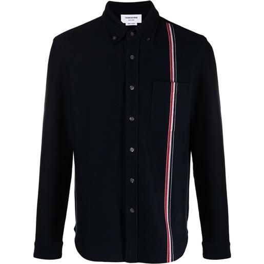 Thom Browne giacca-camicia con banda rwb - blu