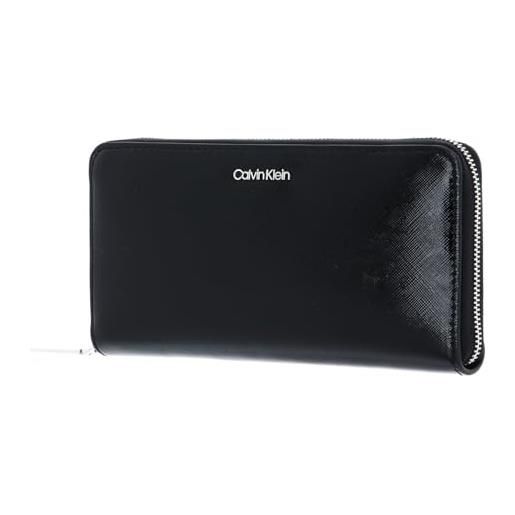 Calvin Klein portafoglio donna ck articolo k60k609999 ck must z/a wallet lg saffiano cm 19 x 10 x 2 (circa), bax black/nero, taglia unica