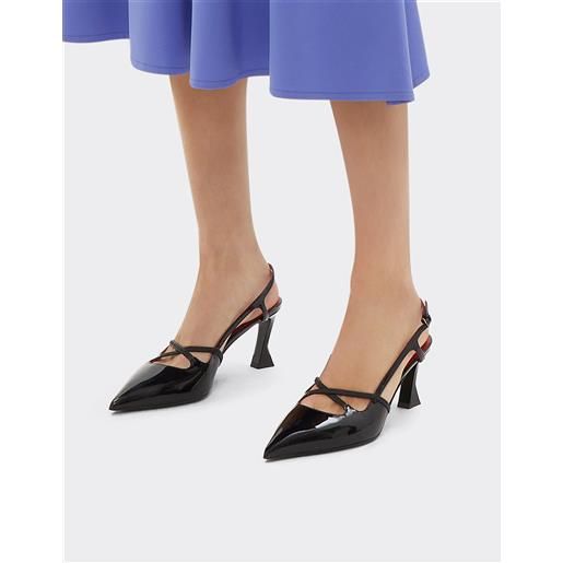 Ferrari scarpa slingback in vernice nera con tacco midi - female scarpe con tacco black 36