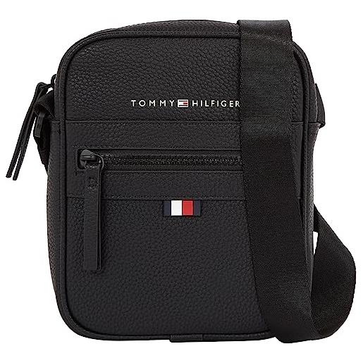 Tommy Hilfiger borsa a tracolla uomo essential pu mini reporter piccola, nero (black), taglia unica