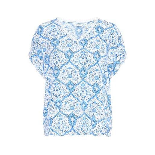 b.young byhalba - camicetta da donna con scollo a v, volant, vestibilità ampia, palace blue mix (202846), 42