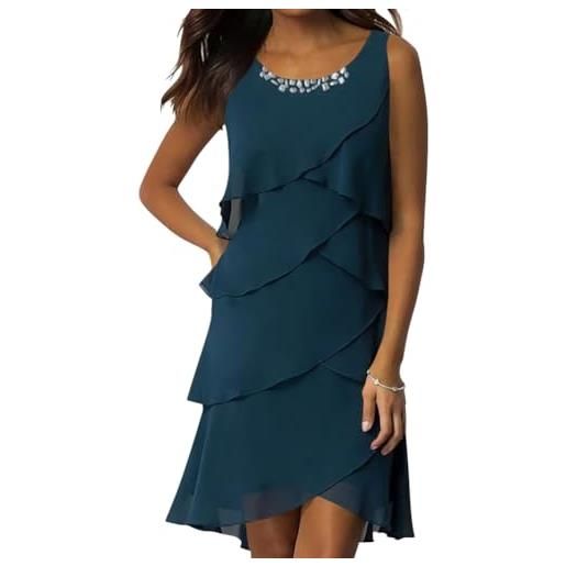 Onsoyours abito estivo donna chiffon casual vestito scollo rotondo elegante patchwork abiti in ferro a torta vestiti cocktail party streetwear a blu scuro l