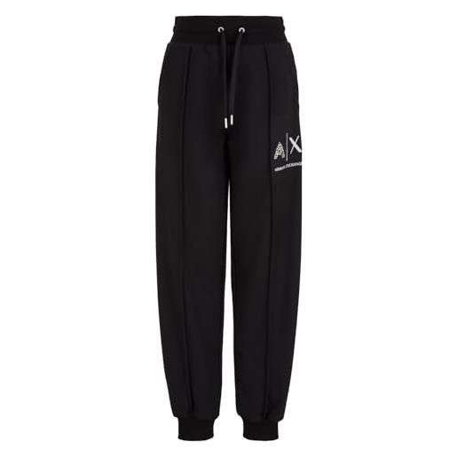 Armani Exchange route 66, shiny logo pantaloni felpati, nero, xs donna
